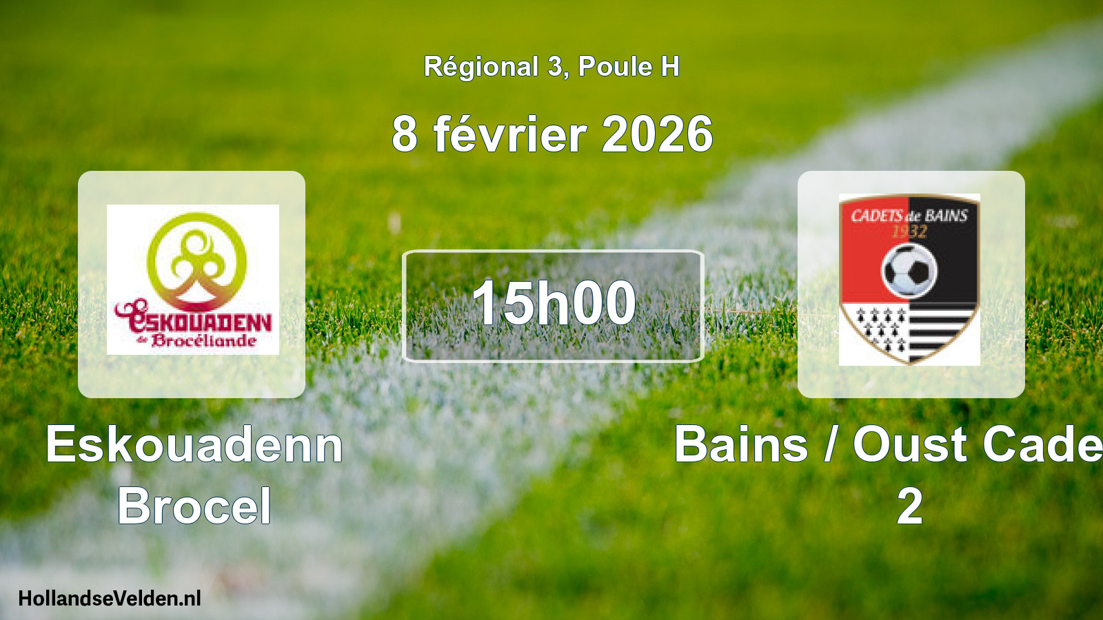 Geplande wedstrijd: Eskouadenn Brocel - Bains / Oust Cadets 2 (8 février 2026)