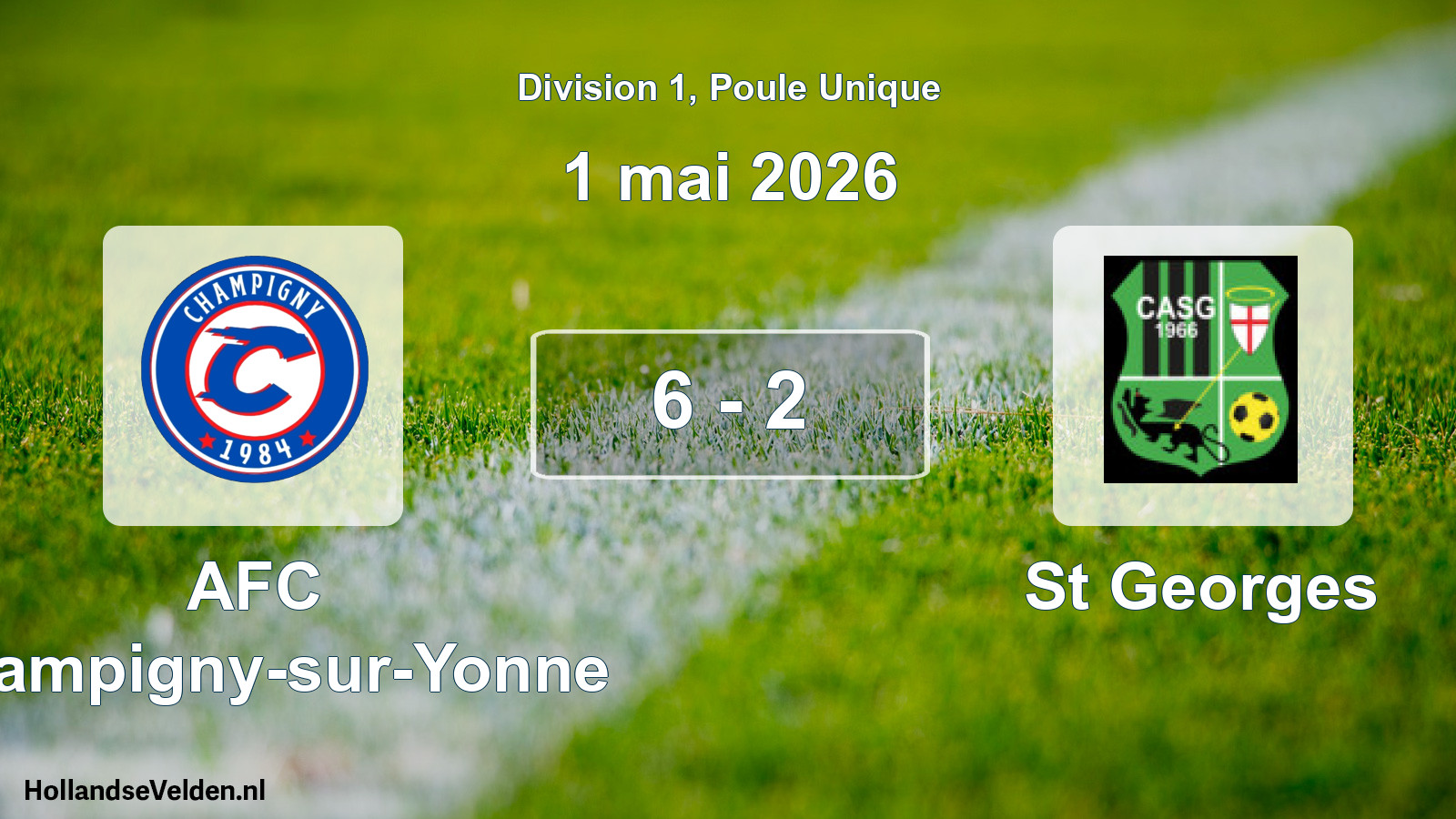 Total number of matches played: AFC Champigny-sur-Yonne - St Georges 6 - 2 (1 May 2026)