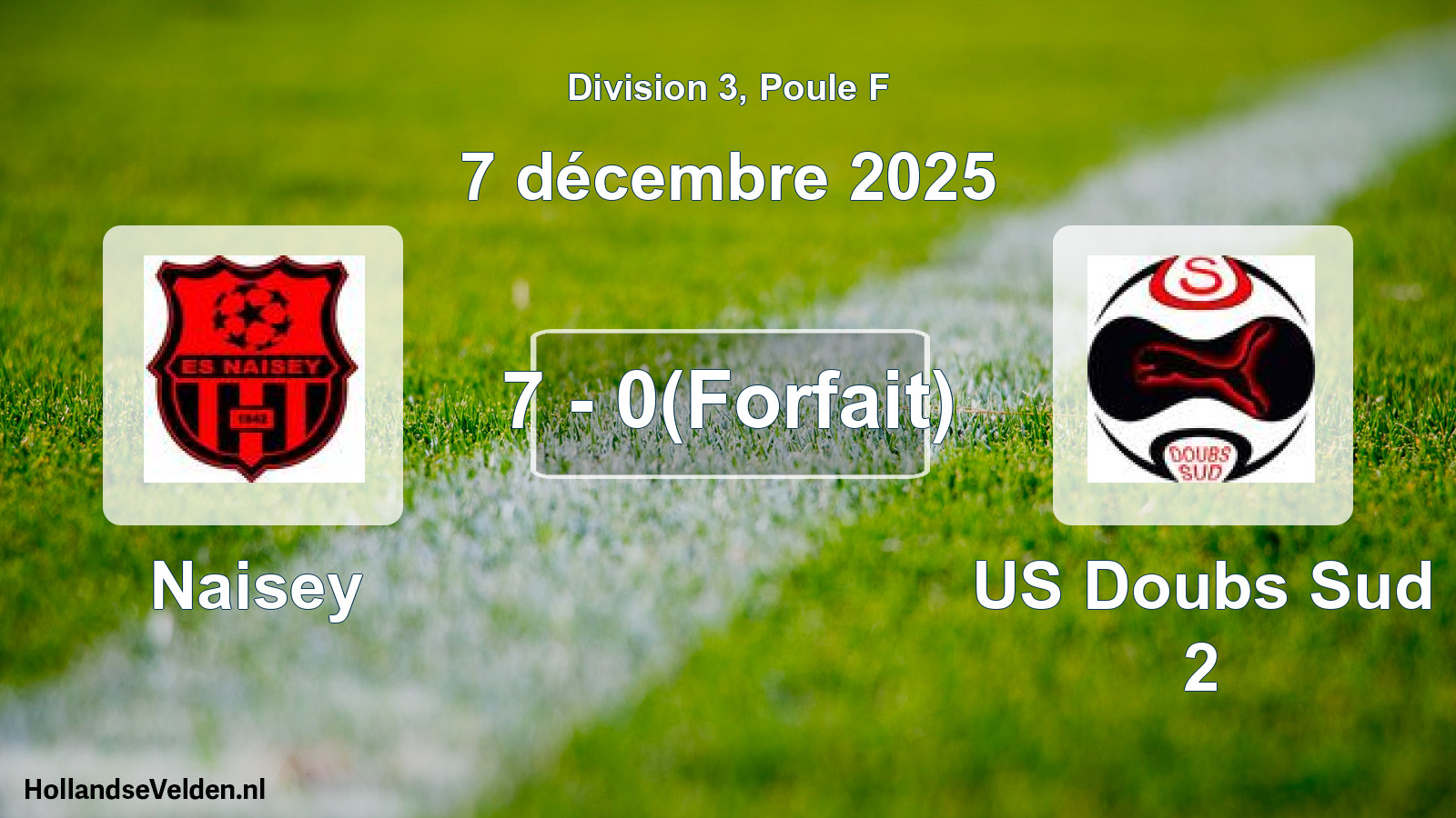 Match joué: Naisey - US Doubs Sud 2 7 - 0(Forfait) (7 décembre 2025)