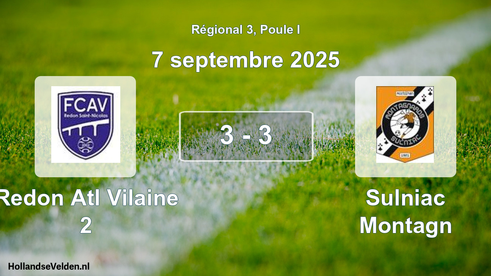 Gespeelde wedstrijd: Redon Atl Vilaine 2 - Sulniac Montagn 3 - 3 (7 septembre 2025)
