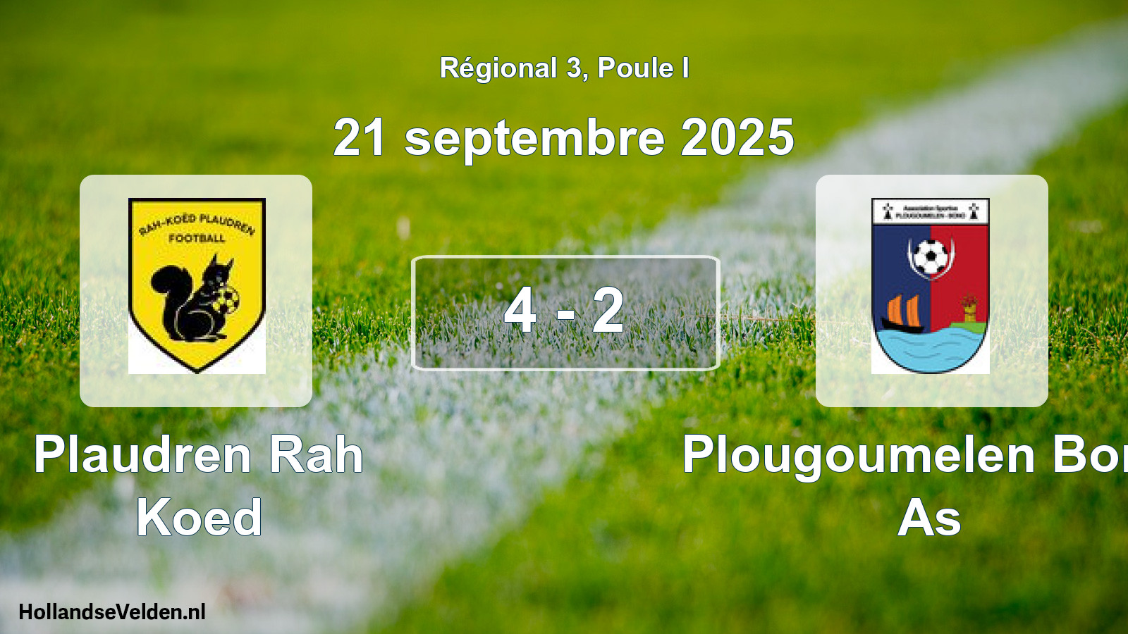 Gespeelde wedstrijd: Plaudren Rah Koed - Plougoumelen Bono As 4 - 2 (21 septembre 2025)