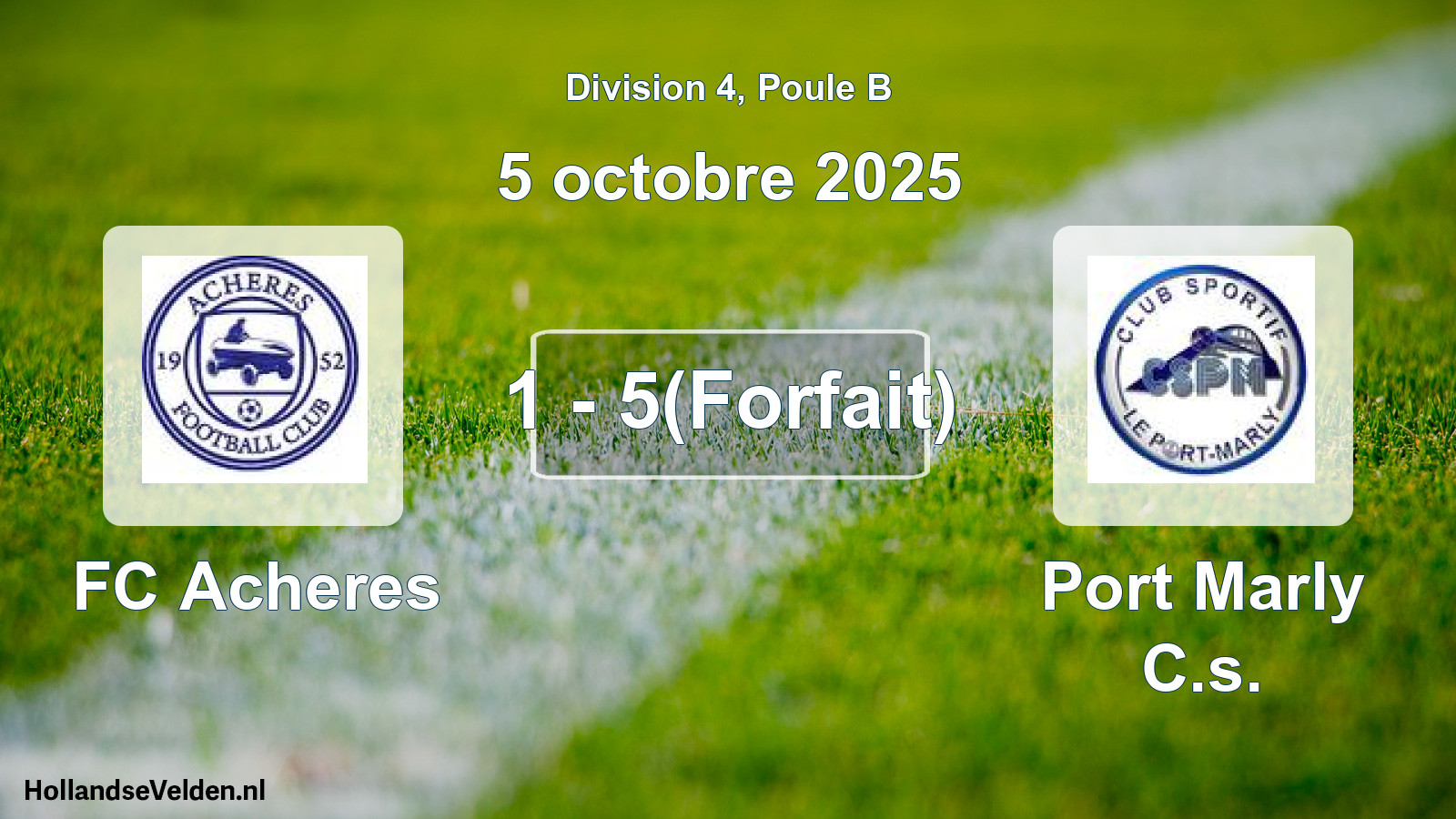 Gespeelde wedstrijd: FC Acheres - Port Marly C.s. 1 - 5(Forfait) (5 oktober 2025)