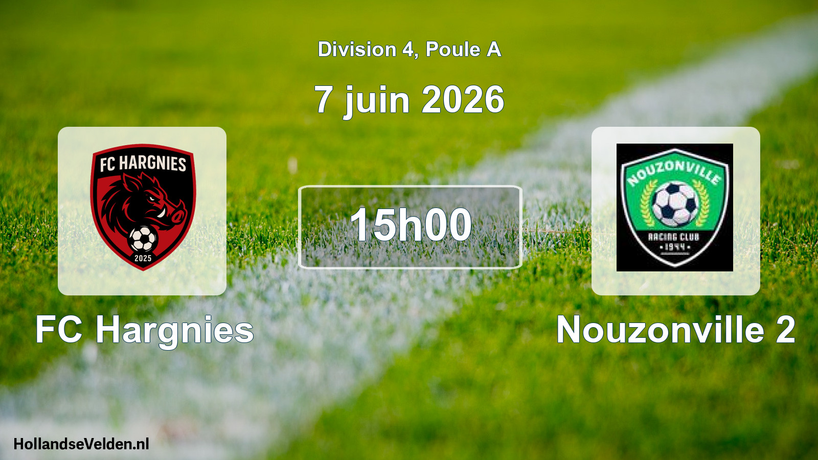 Match programmé: FC Hargnies - Nouzonville 2 (7 juin 2026)