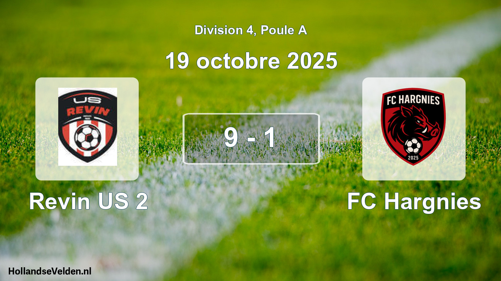Match joué: Revin US 2 - FC Hargnies 9 - 1 (19 octobre 2025)
