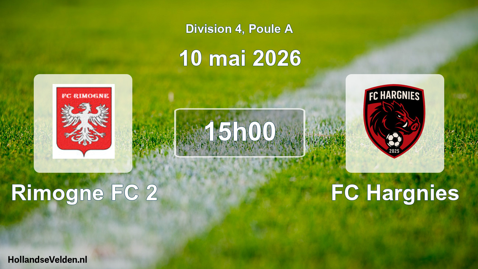 Match programmé: Rimogne FC 2 - FC Hargnies (10 mai 2026)