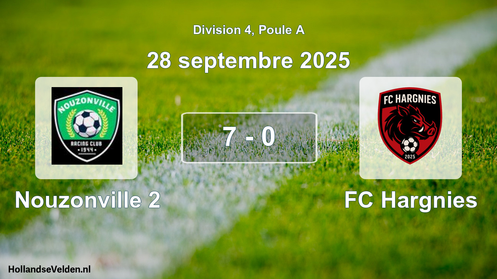 Match joué: Nouzonville 2 - FC Hargnies 7 - 0 (28 septembre 2025)