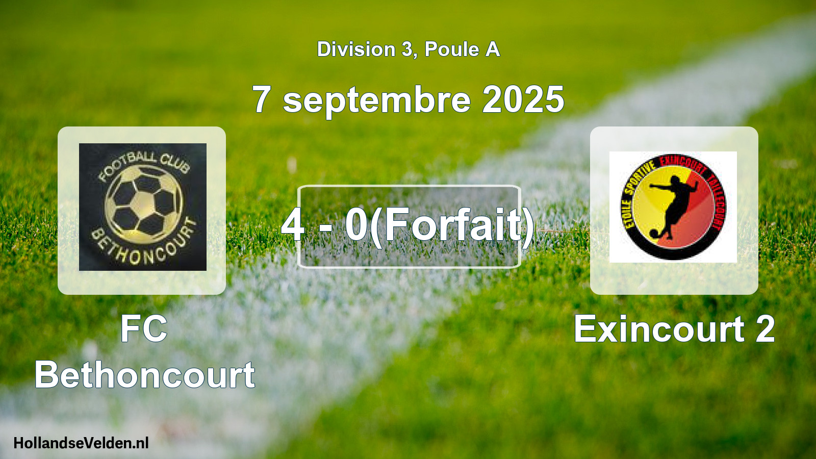 Gespeelde wedstrijd: FC Bethoncourt - Exincourt 2 4 - 0(Forfait) (7 september 2025)