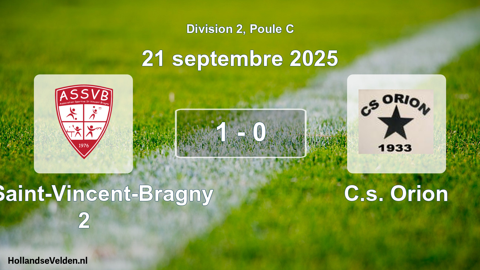 Match joué: AS Saint-Vincent-Bragny 2 - C.s. Orion 1 - 0 (21 septembre 2025)