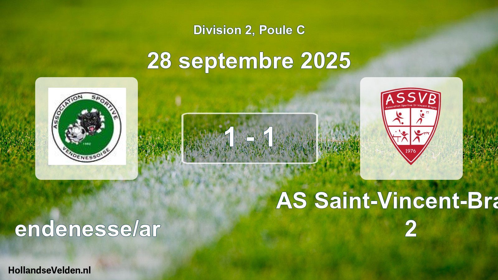 Match joué: Vendenesse/ar - AS Saint-Vincent-Bragny 2 1 - 1 (28 septembre 2025)