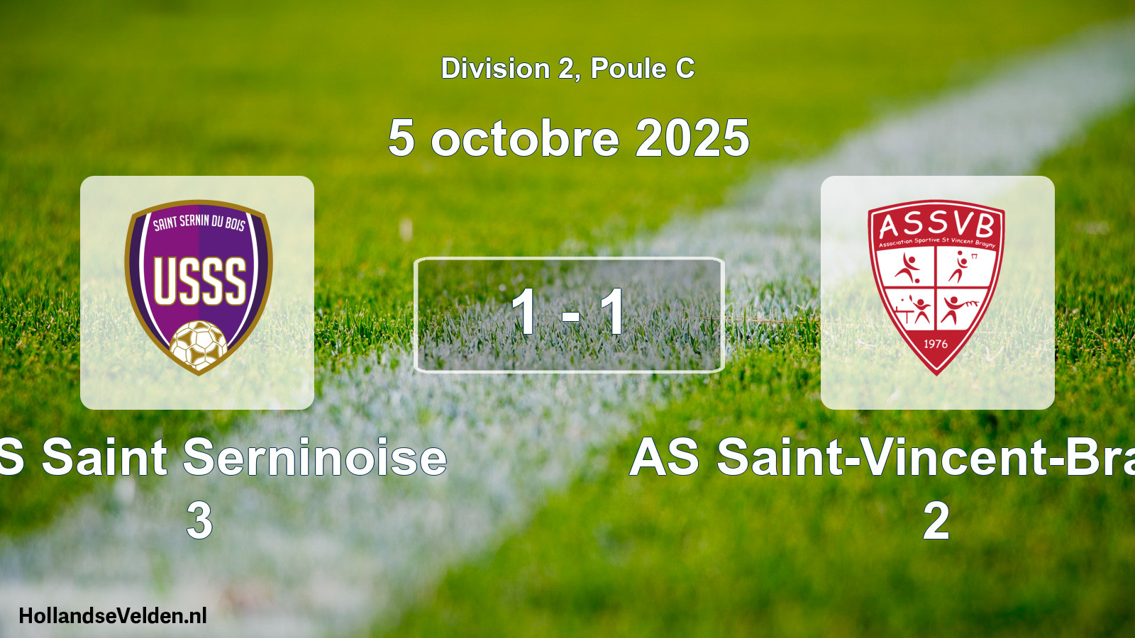 Match joué: US Saint Serninoise 3 - AS Saint-Vincent-Bragny 2 1 - 1 (5 octobre 2025)