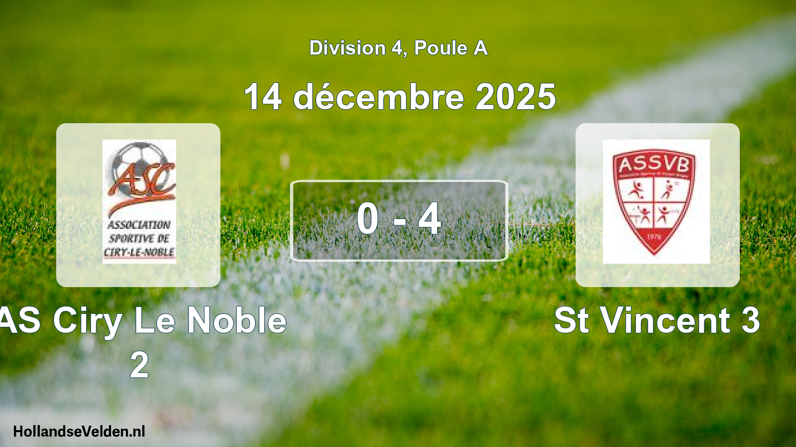 Match joué: AS Ciry Le Noble 2 - AS Saint-Vincent-Bragny 3 0 - 4 (14 décembre 2025)