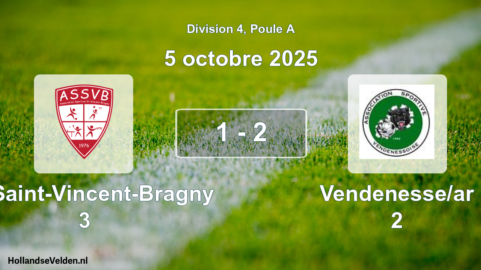 Match joué: AS Saint-Vincent-Bragny 3 - Vendenesse/ar 2 1 - 2 (5 octobre 2025)