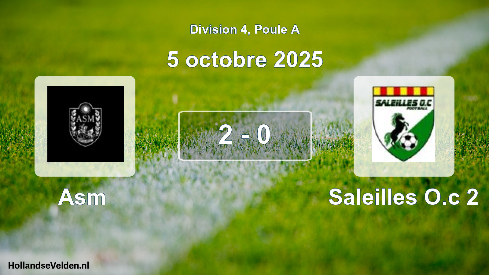 Match joué: Asm - Saleilles O.c 2 2 - 0 (5 octobre 2025)