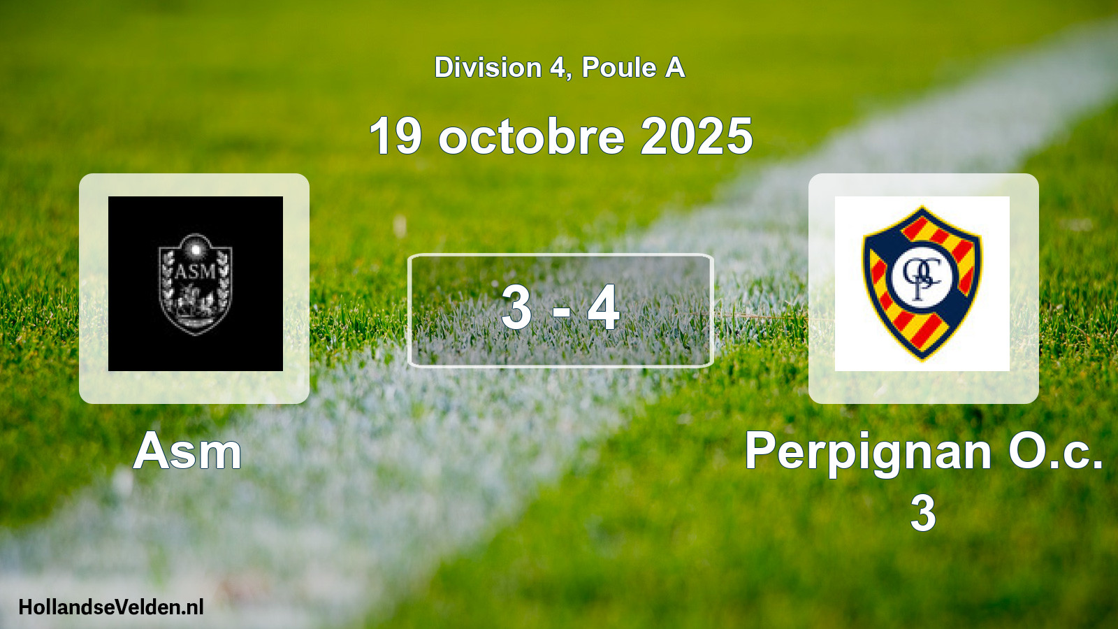 Match joué: Asm - Perpignan O.c. 3 3 - 4 (19 octobre 2025)