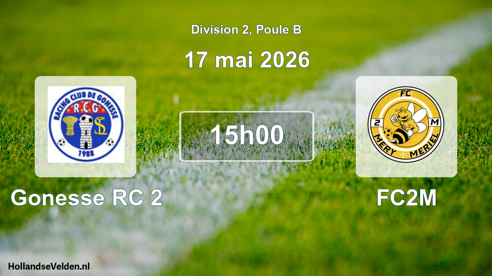 Match programmé: Gonesse RC 2 - FC2M (17 mai 2026)