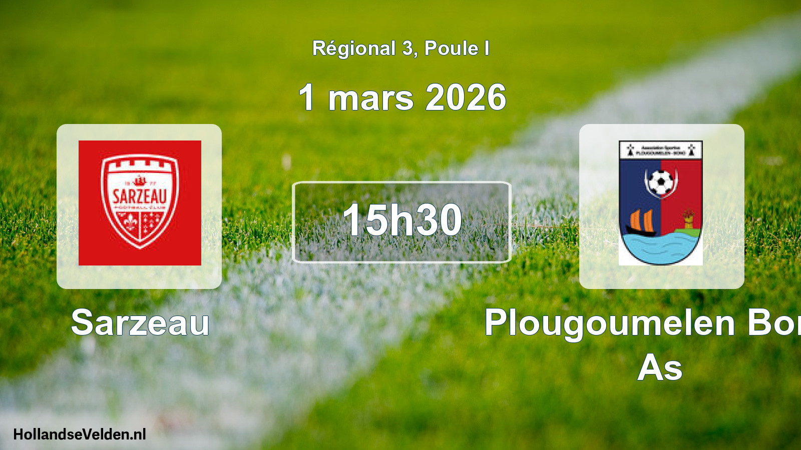 Geplande wedstrijd: Sarzeau - Plougoumelen Bono As (1 mars 2026)