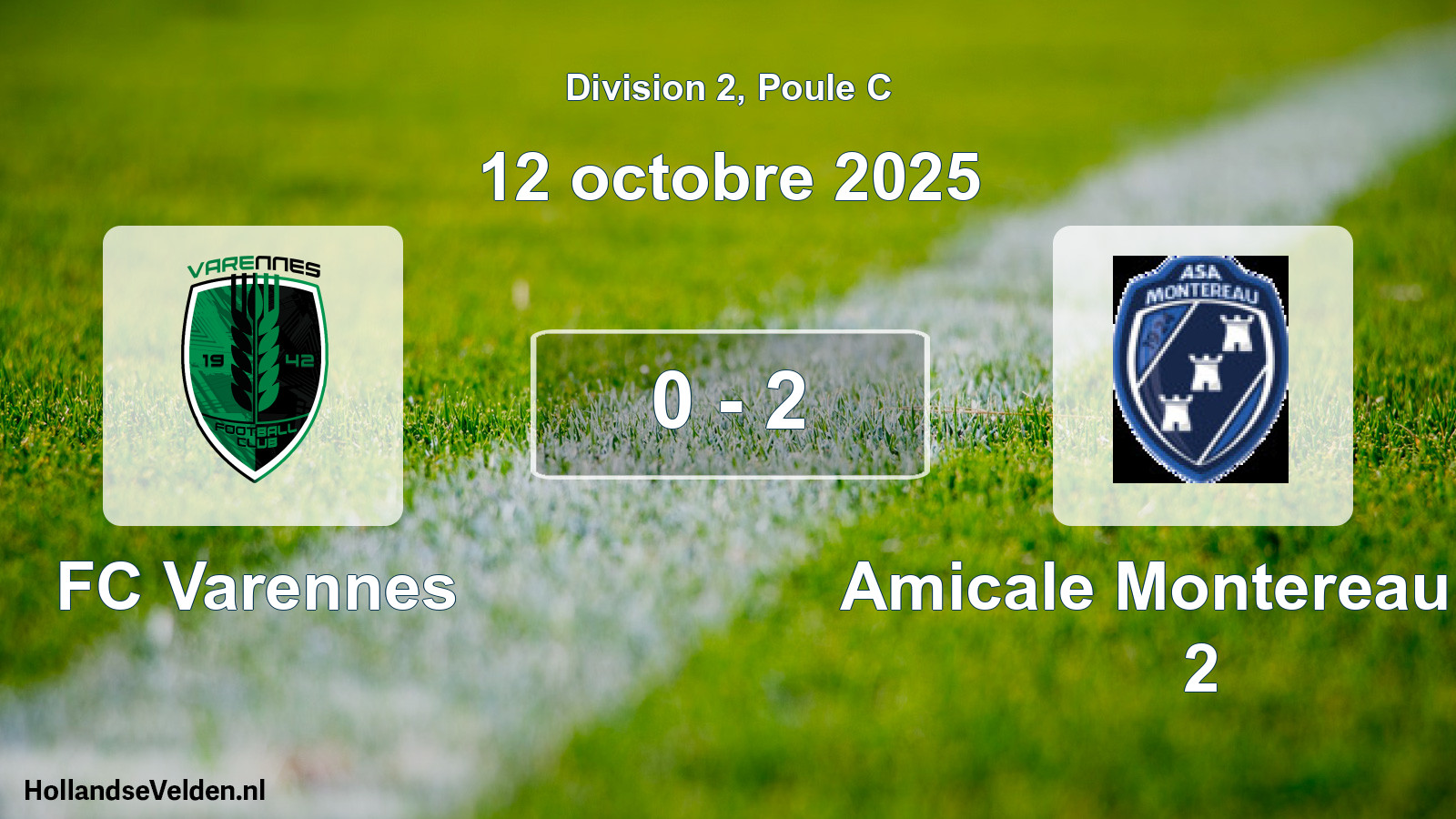 Match joué: FC Varennes - Amicale Montereau AS 2 0 - 2 (12 octobre 2025)