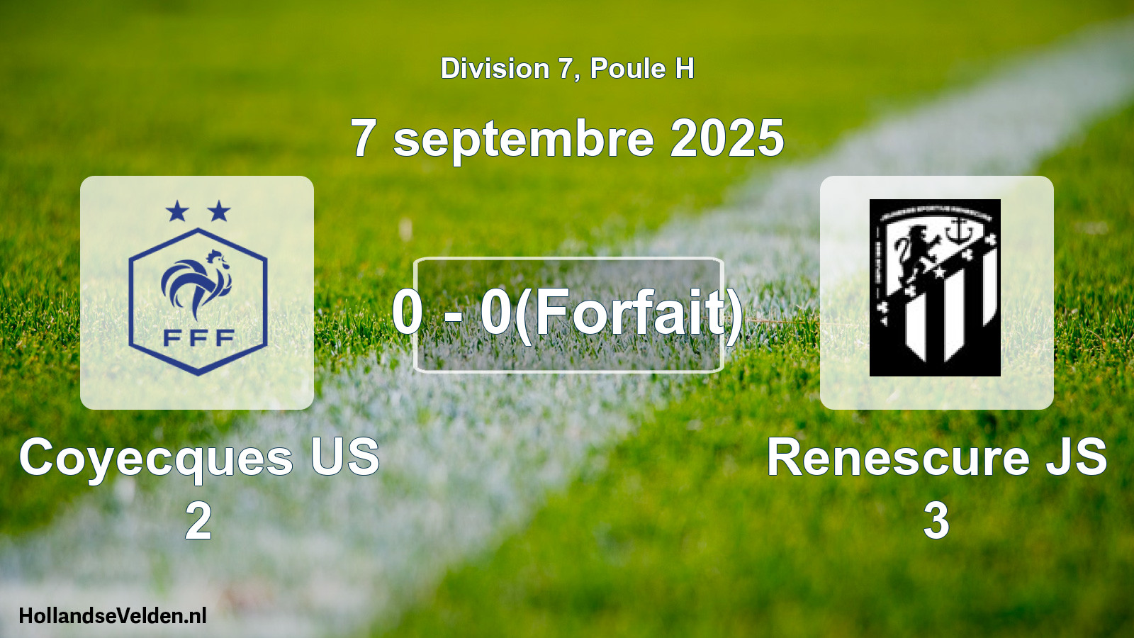 Match joué: Coyecques US 2 - Renescure JS 3 0 - 0(Forfait) (7 septembre 2025)
