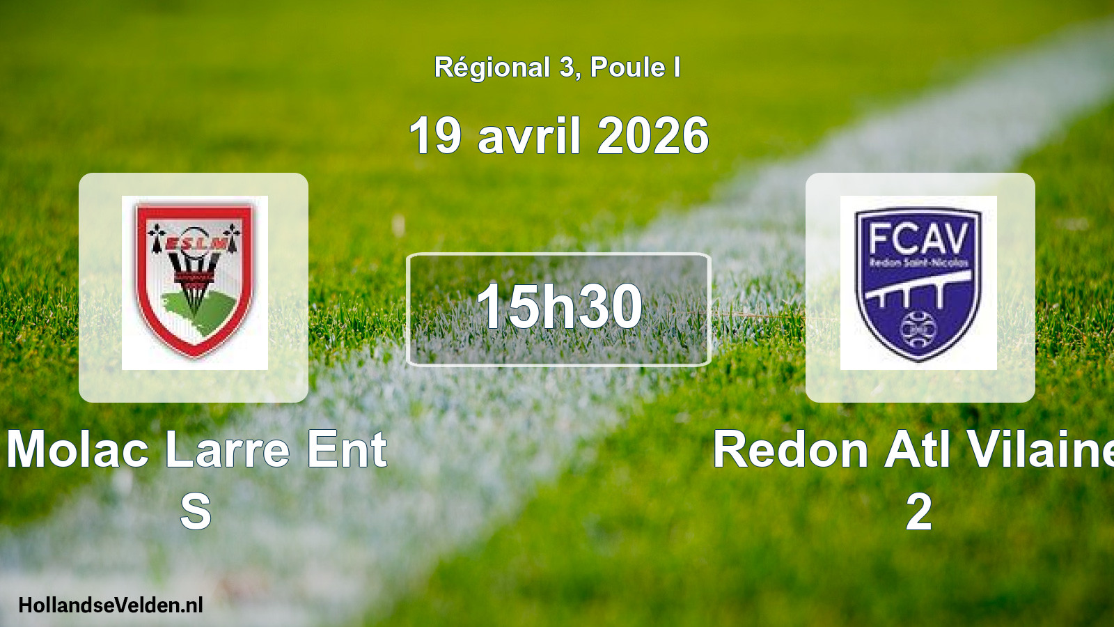 Scheduled Match: Molac Larre Ent S - Redon Atl Vilaine 2 (19 April 2026)
