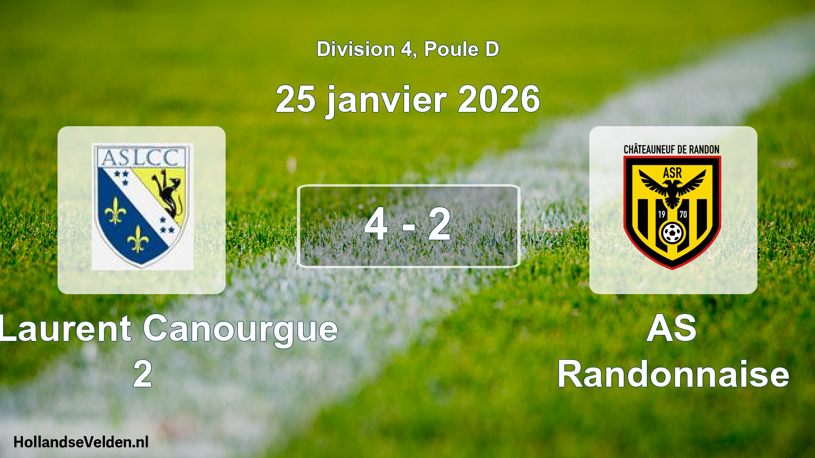 Match joué: St Laurent Canourgue 2 - AS Randonnaise 4 - 2 (25 janvier 2026)