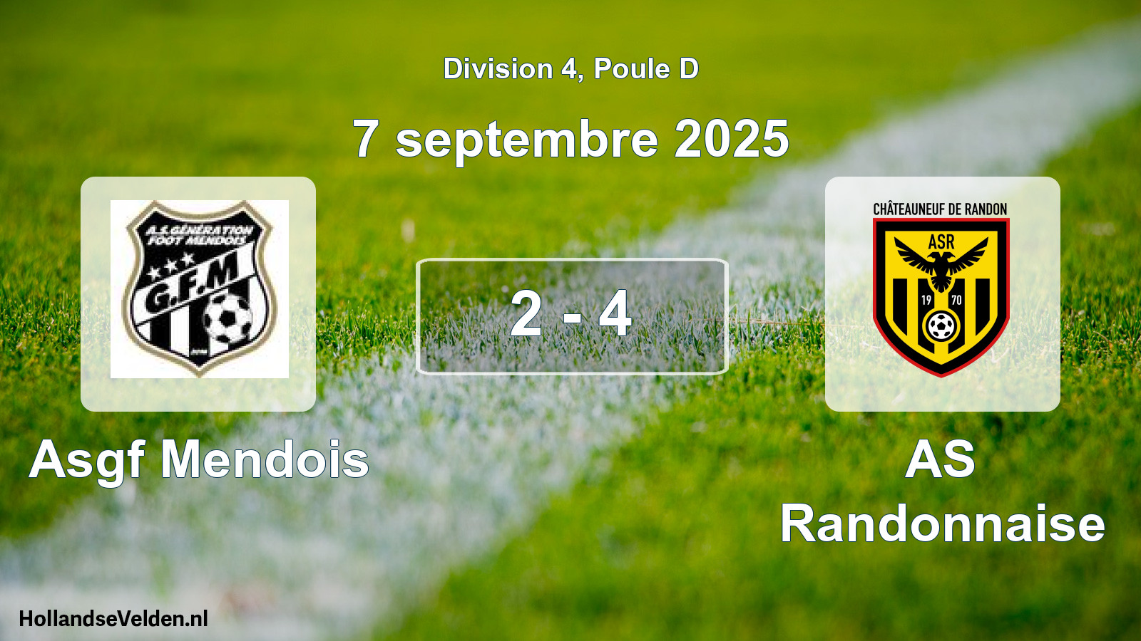 Match joué: Asgf Mendois - AS Randonnaise 2 - 4 (7 septembre 2025)