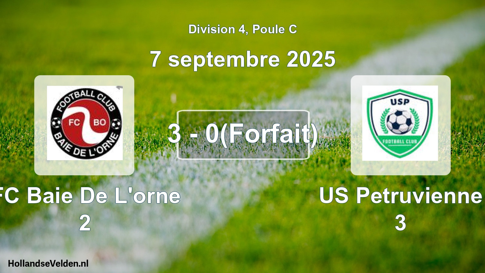 Match joué: FC Baie De L'orne 2 - US Petruvienne 3 3 - 0(Forfait) (7 septembre 2025)