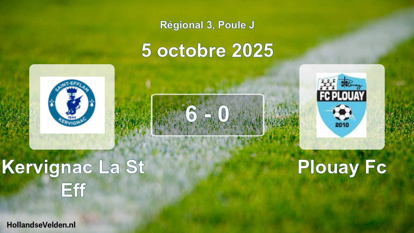 Gespeelde wedstrijd: Kervignac La St Eff - Plouay Fc 6 - 0 (5 octobre 2025)