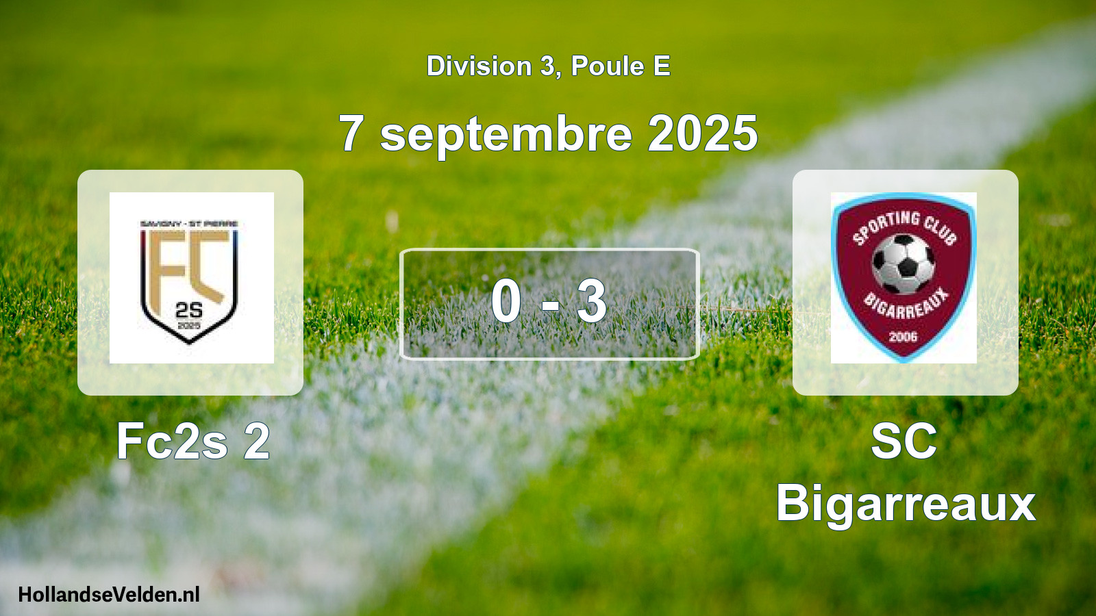 Match joué: Fc2s 2 - SC Bigarreaux 0 - 3 (7 septembre 2025)