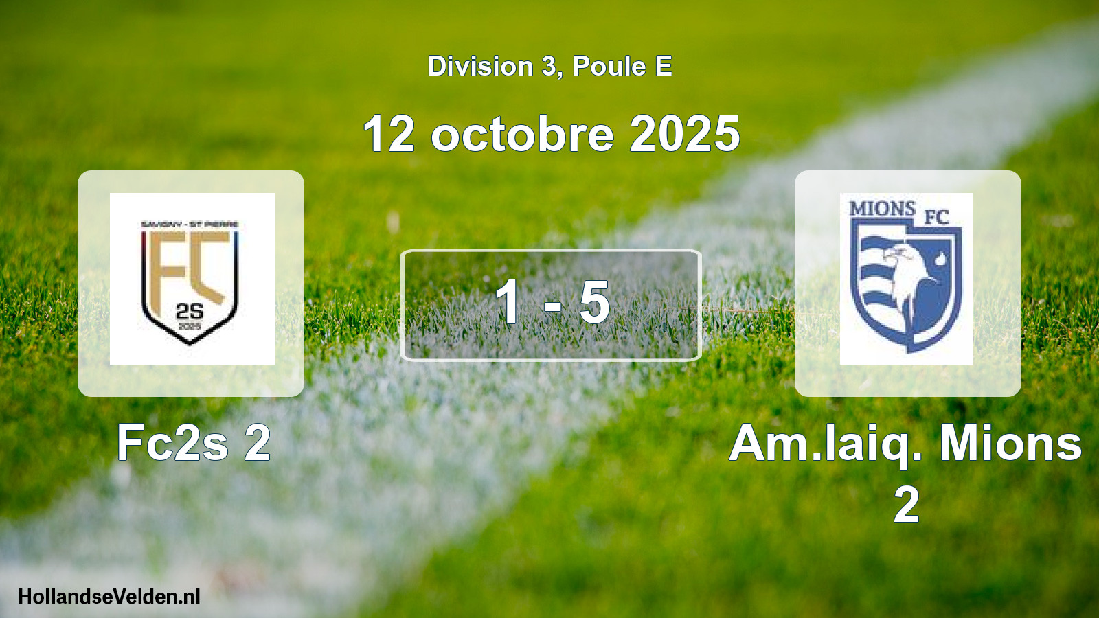 Match joué: Fc2s 2 - Am.laiq. Mions 2 1 - 5 (12 octobre 2025)