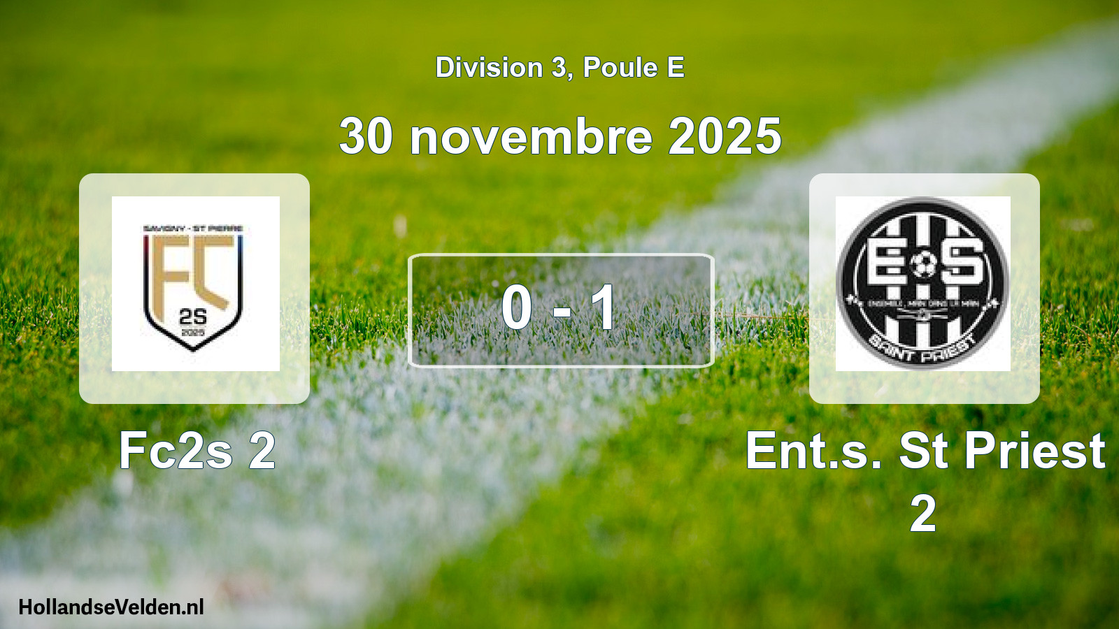 Match joué: Fc2s 2 - Ent.s. St Priest 2 0 - 1 (30 novembre 2025)