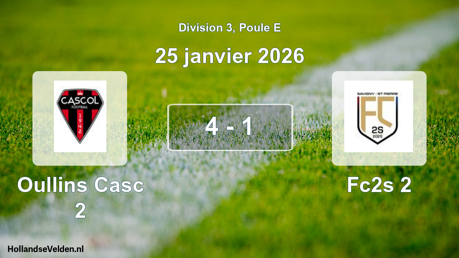 Match joué: Oullins Casc 2 - Fc2s 2 4 - 1 (25 janvier 2026)