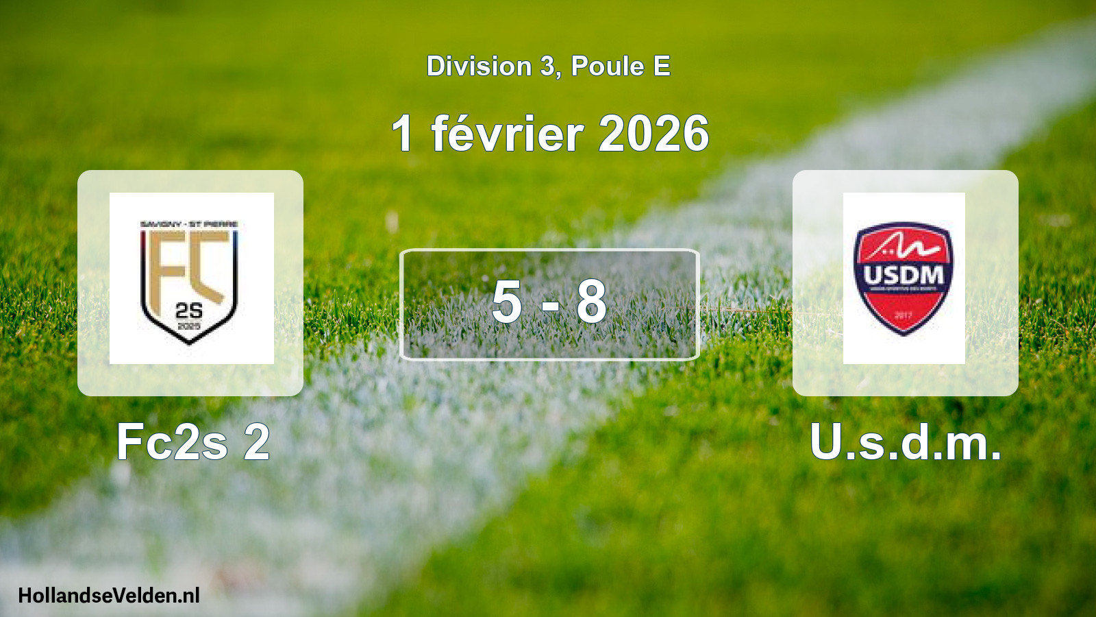 Match joué: Fc2s 2 - U.s.d.m. 5 - 8 (1 février 2026)