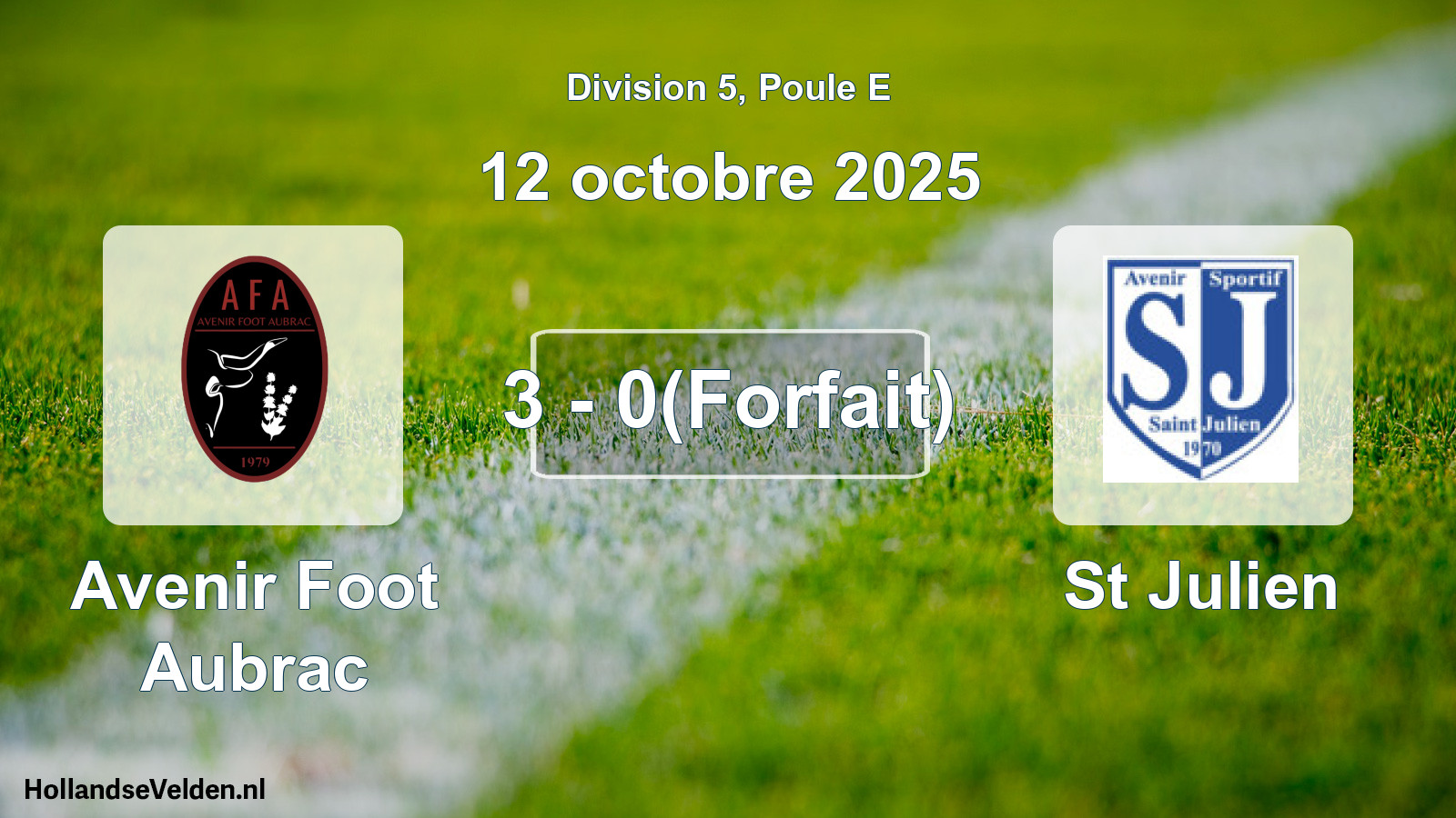 Match joué: Avenir Foot Aubrac - St Julien 3 - 0(Forfait) (12 octobre 2025)