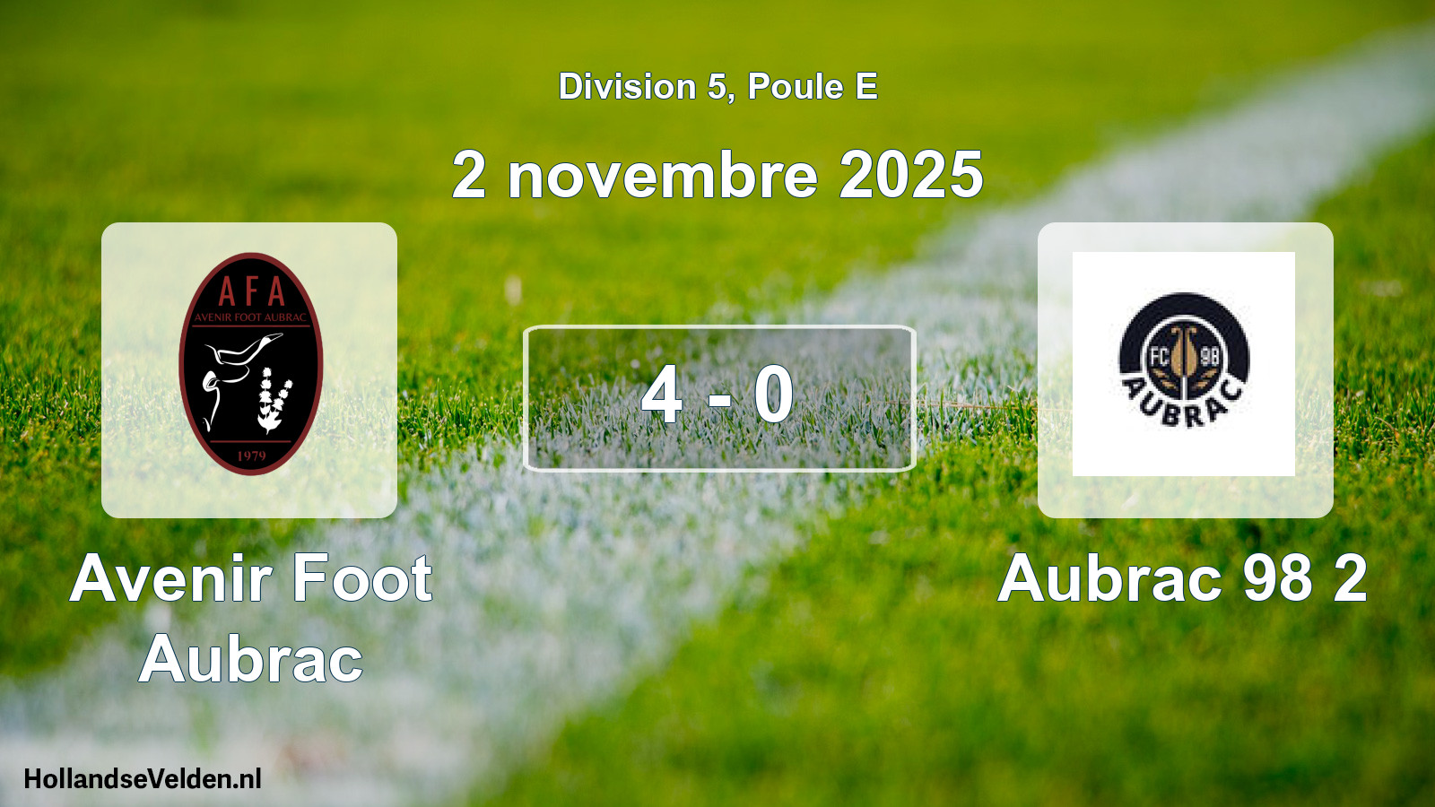 Match joué: Avenir Foot Aubrac - Aubrac 98 2 4 - 0 (2 novembre 2025)
