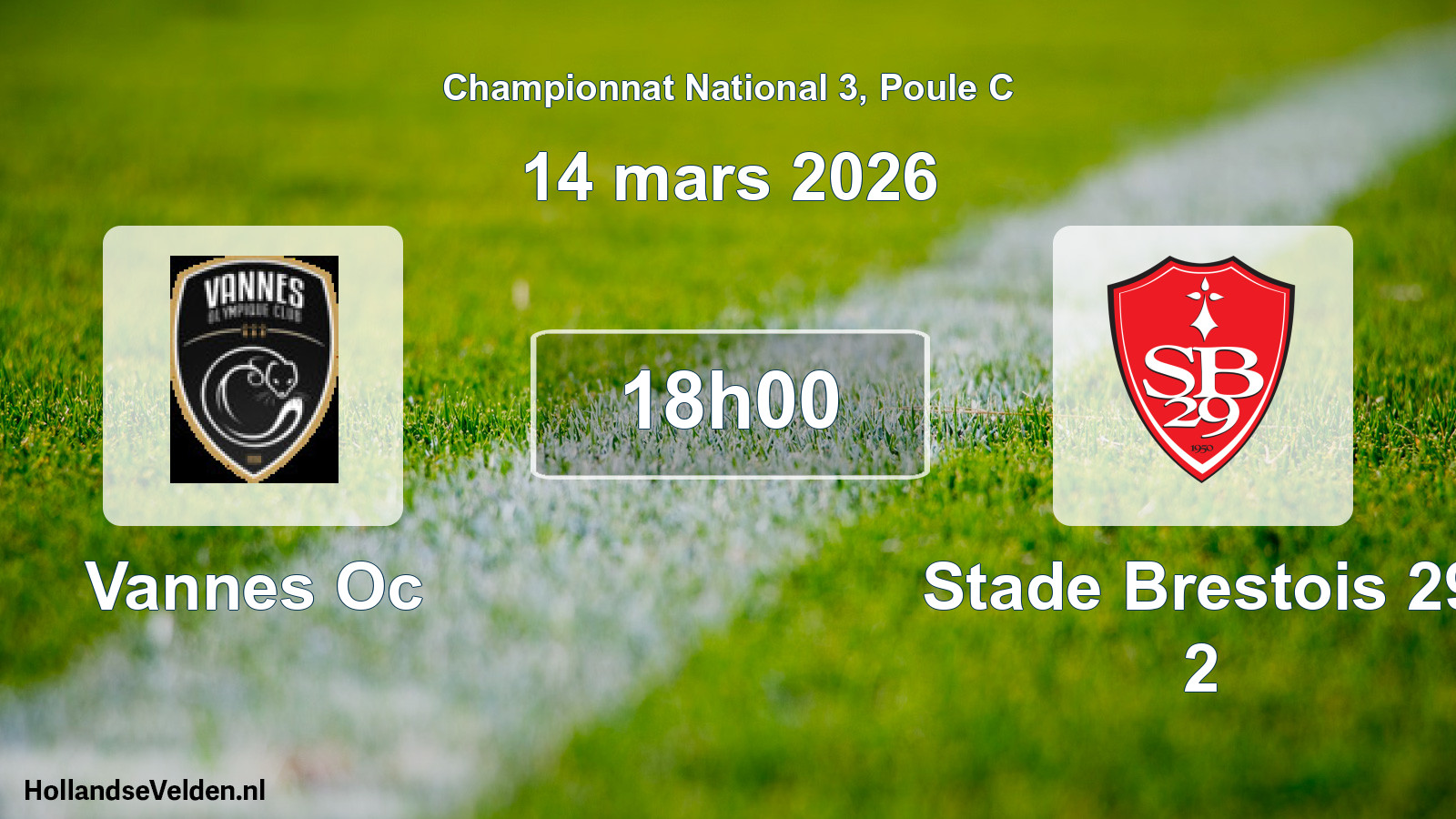 Geplande wedstrijd: Vannes Oc - Stade Brestois 29 2 (14 maart 2026)