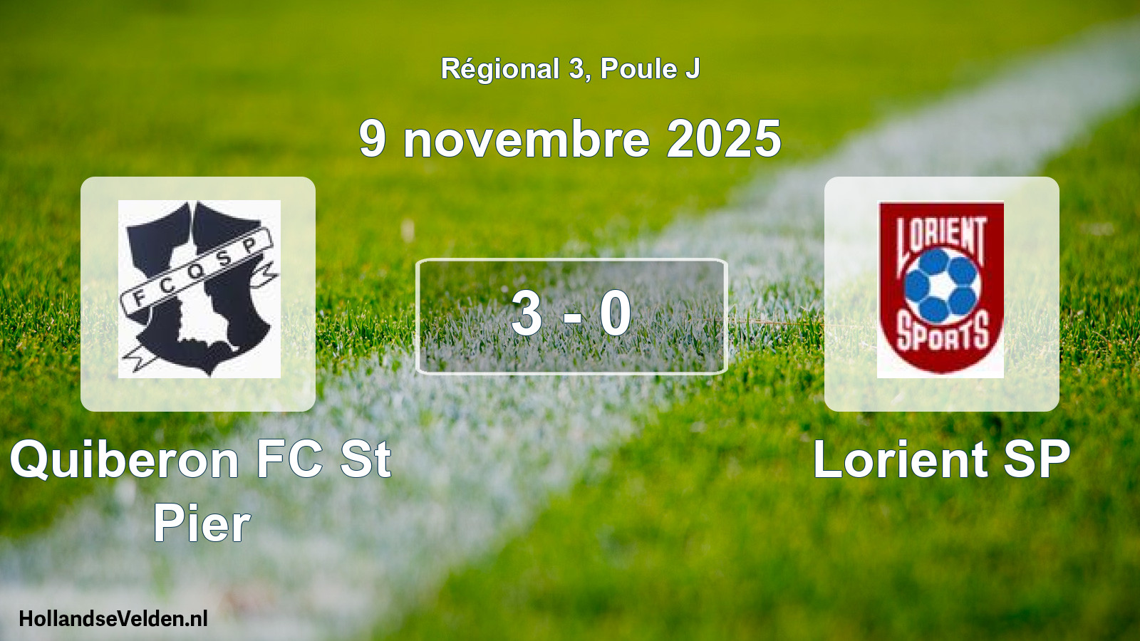 Total number of matches played: Quiberon FC St Pier - Lorient SP 3 - 0 (9 November 2025)
