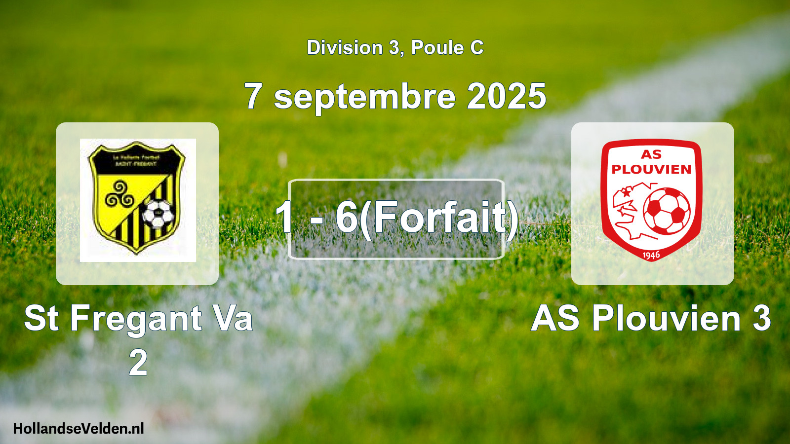 Match joué: St Fregant Va 2 - AS Plouvien 3 1 - 6(Forfait) (7 septembre 2025)