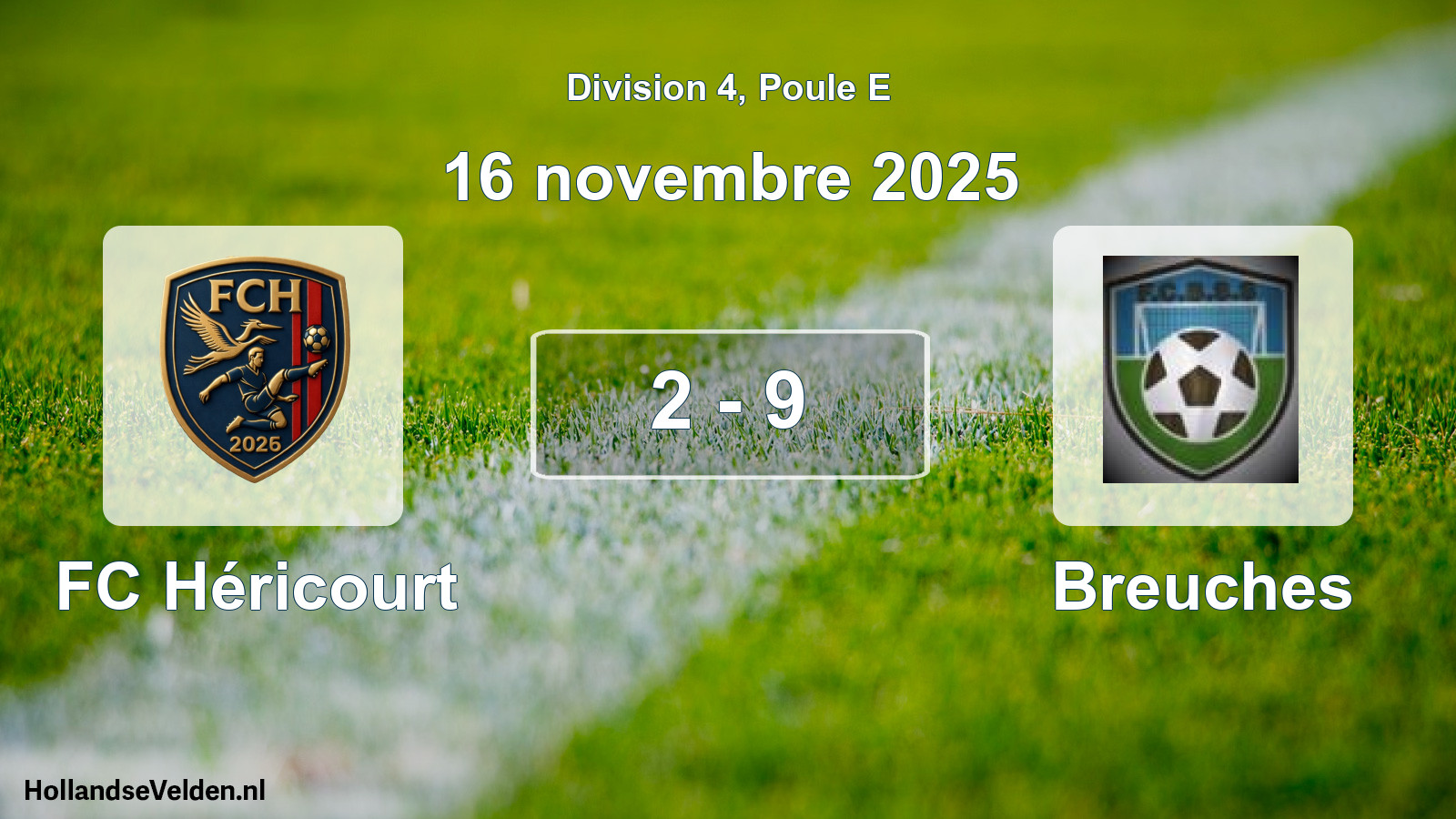 Match joué: FC Héricourt - Breuches 2 - 9 (16 novembre 2025)