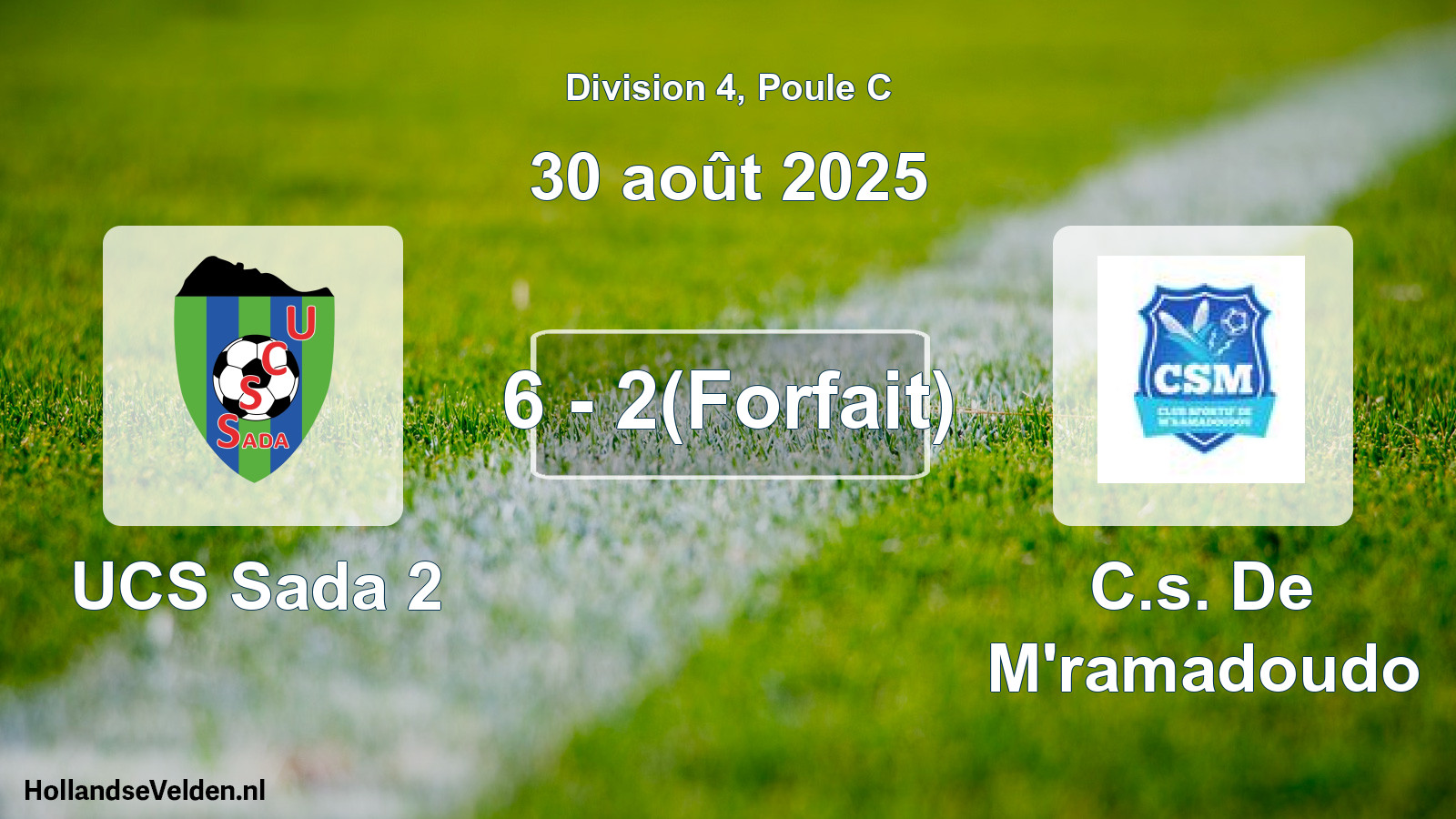 Total number of matches played: UCS Sada 2 - C.s. De M'ramadoudo 6 - 2(Forfait) (30 August 2025)