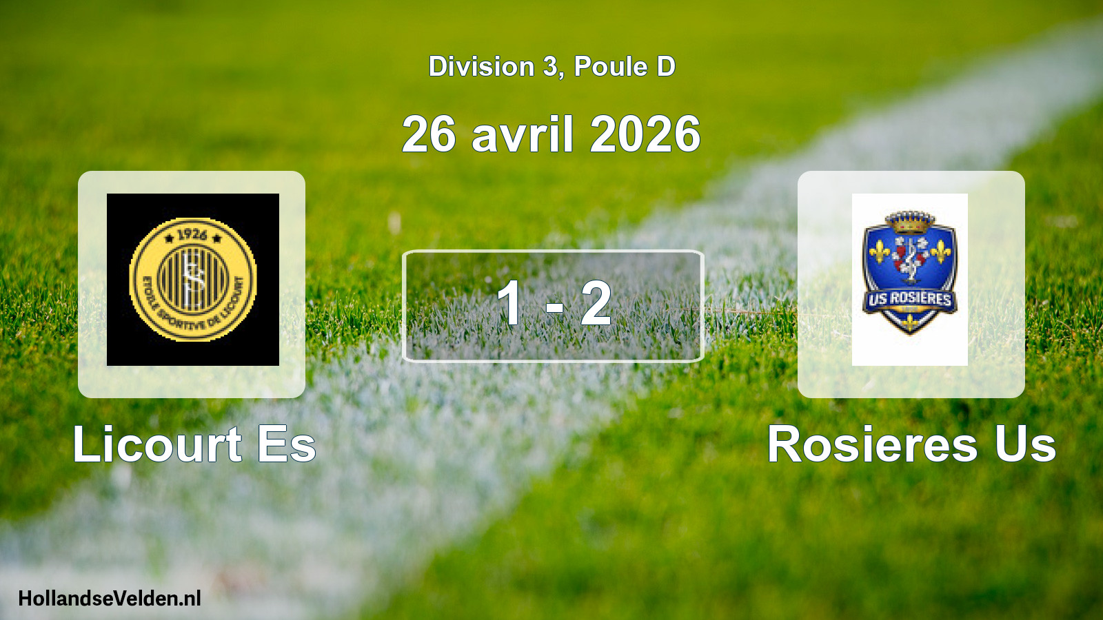 Total number of matches played: Licourt Es - Rosieres Us 1 - 2 (26 April 2026)