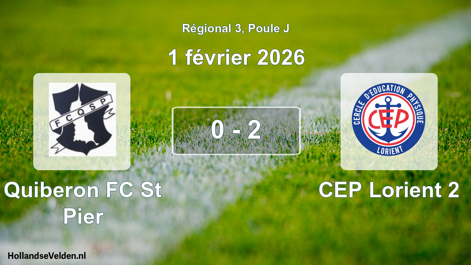 Gespeelde wedstrijd: Quiberon FC St Pier - CEP Lorient 2 0 - 2 (1 februari 2026)