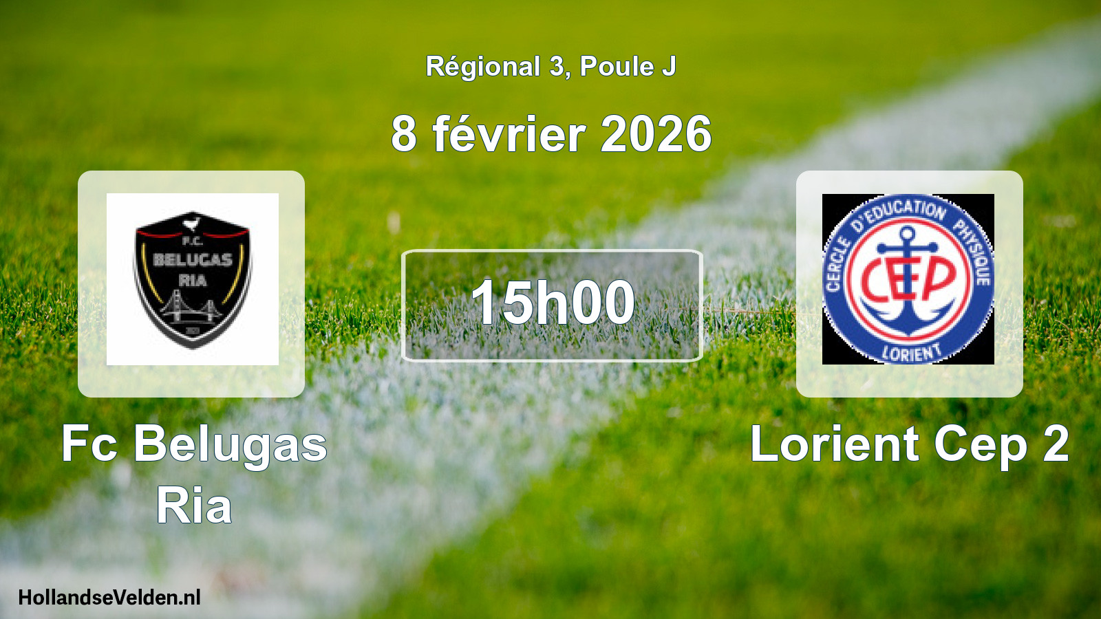 Geplande wedstrijd: Fc Belugas Ria - Lorient Cep 2 (8 février 2026)