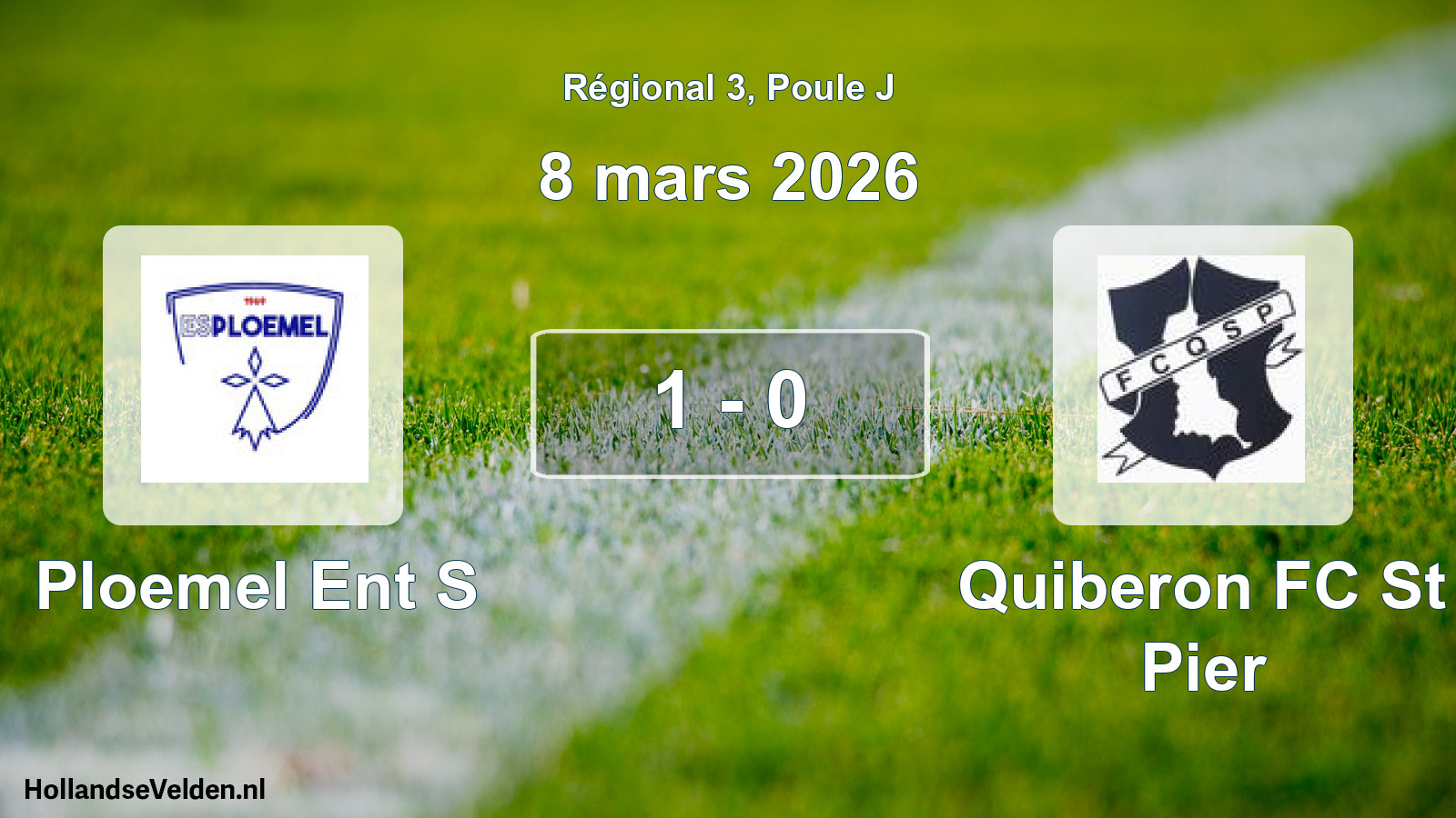 Gespeelde wedstrijd: Ploemel Ent S - Quiberon FC St Pier 1 - 0 (8 maart 2026)
