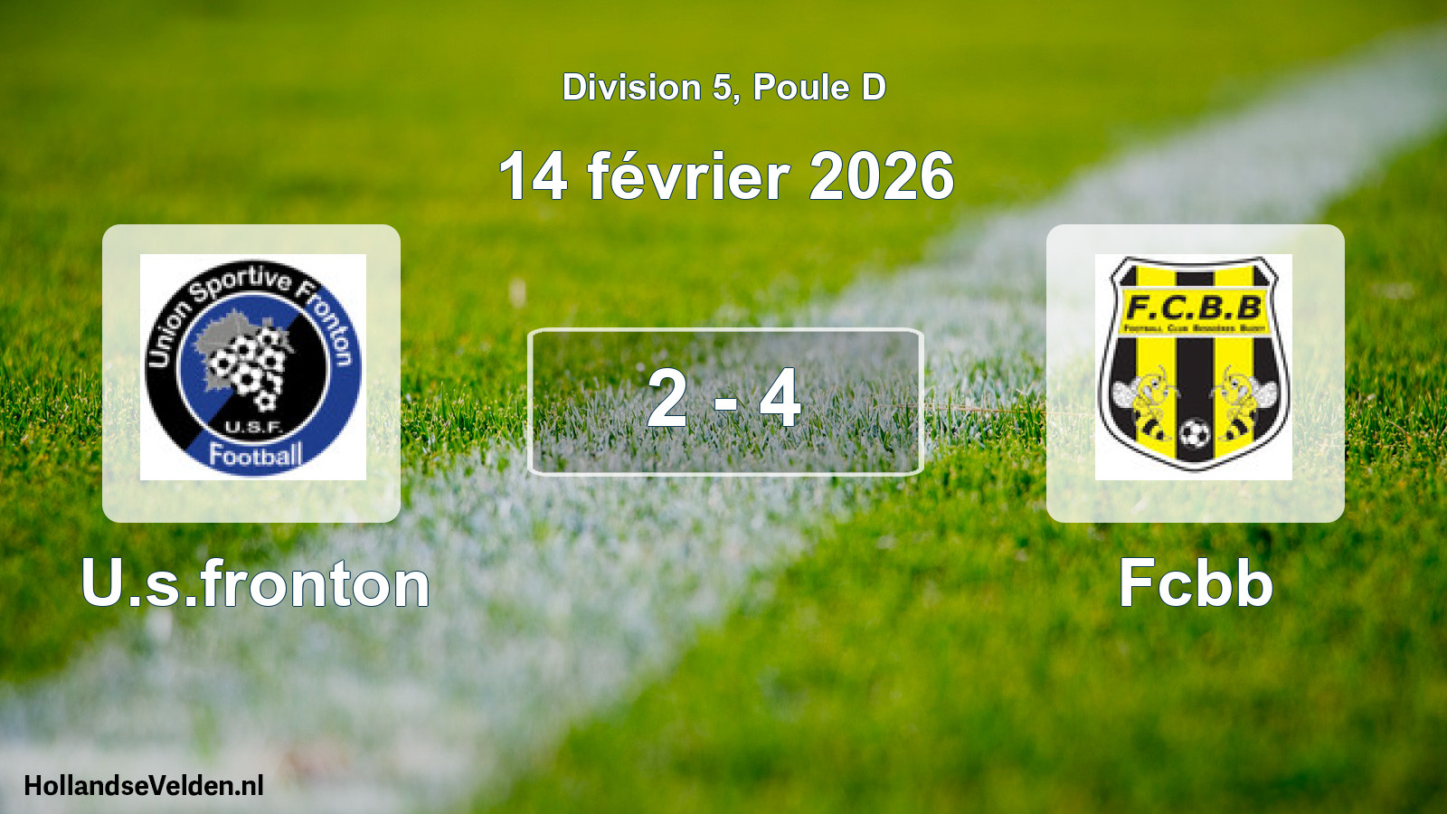 Match joué: U.s.fronton - Fcbb 2 - 4 (14 février 2026)