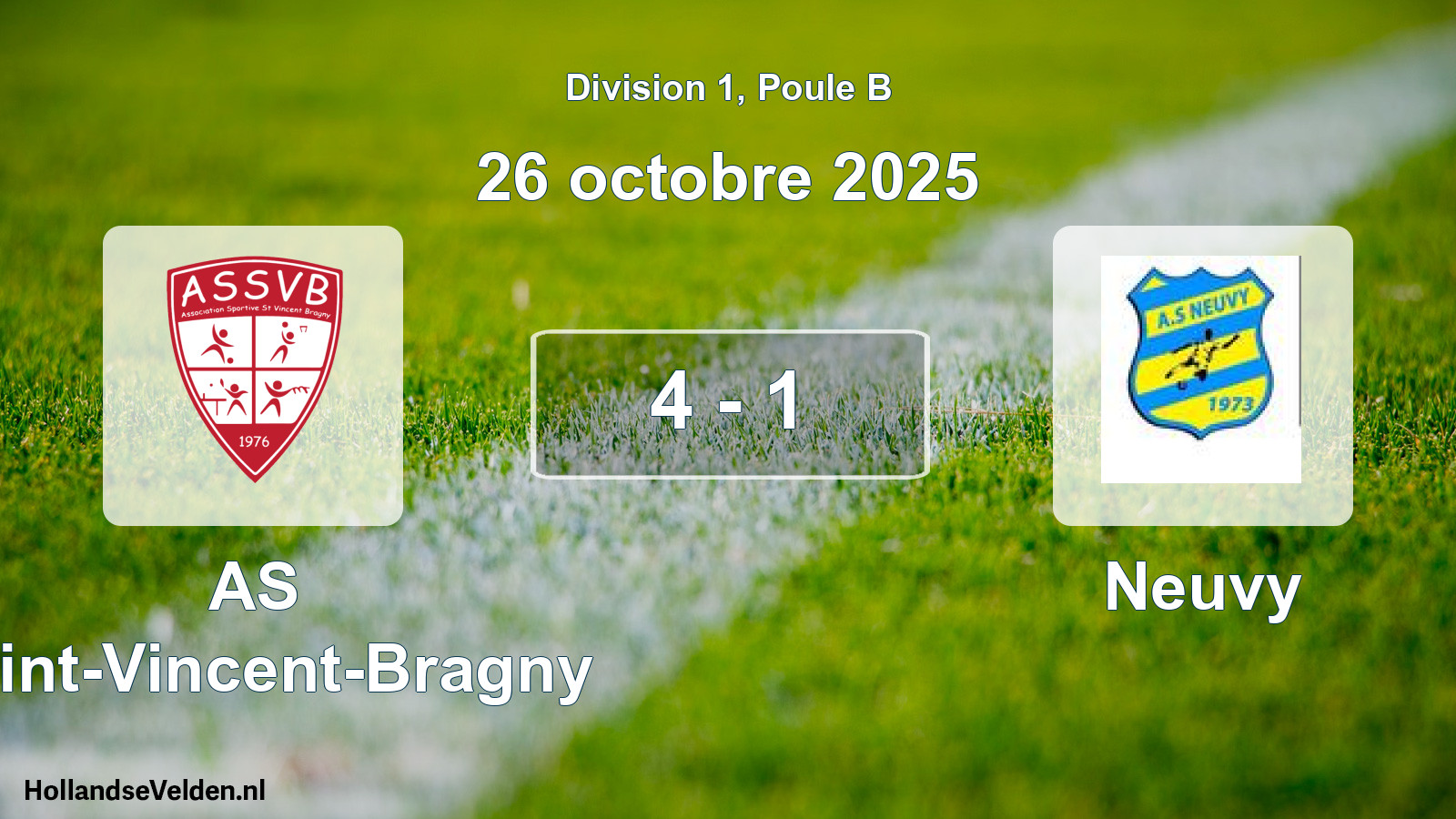 Match joué: AS Saint-Vincent-Bragny - Neuvy 4 - 1 (26 octobre 2025)