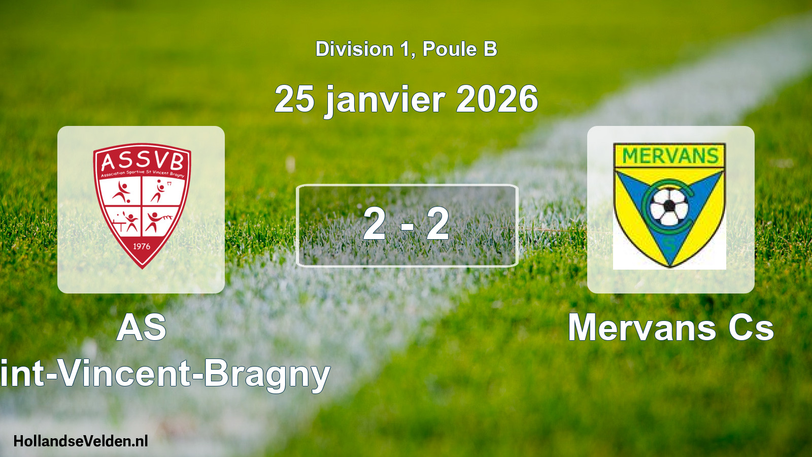 Match joué: AS Saint-Vincent-Bragny - Mervans Cs 2 - 2 (25 janvier 2026)
