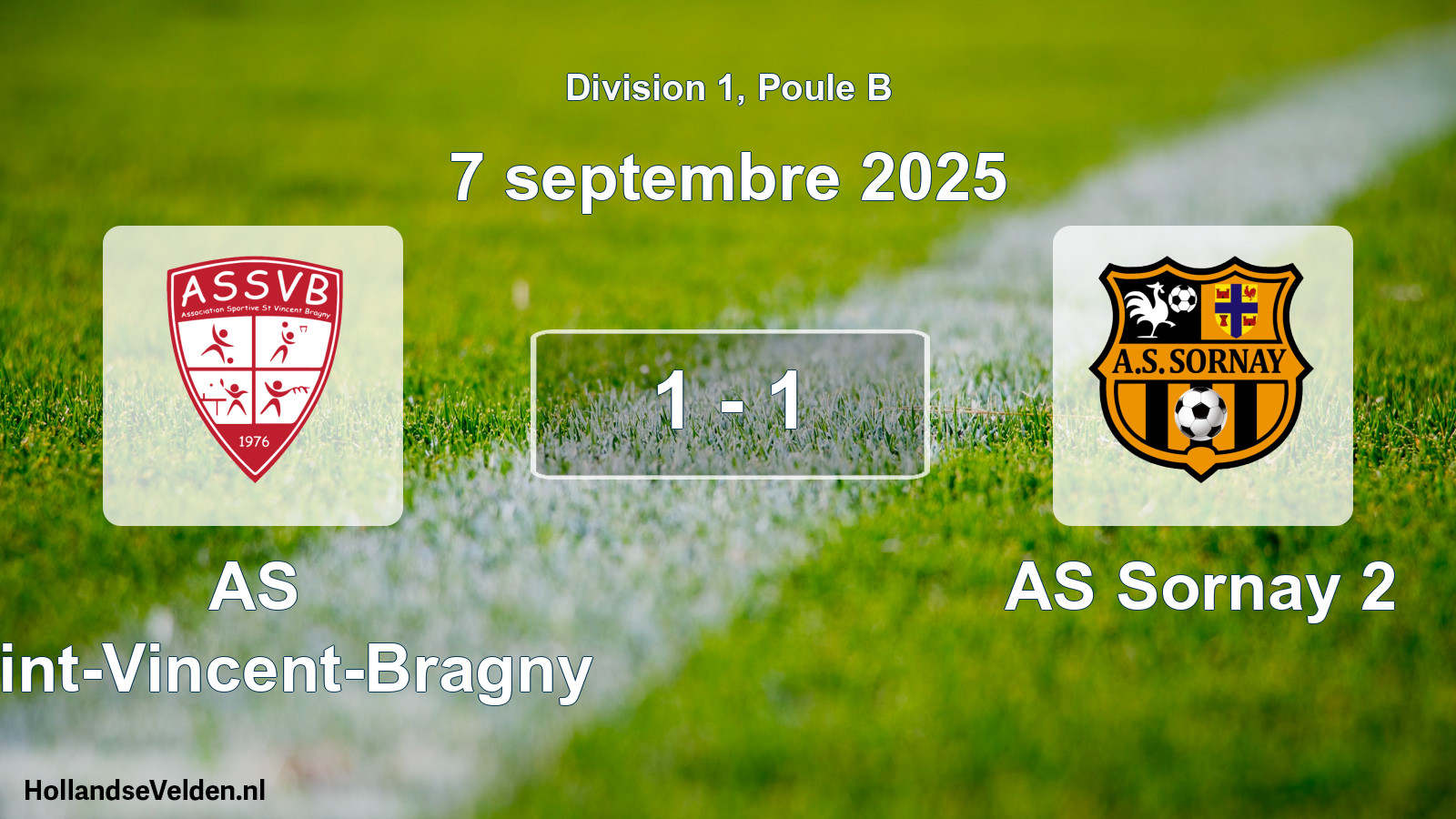 Match joué: AS Saint-Vincent-Bragny - AS Sornay 2 1 - 1 (7 septembre 2025)