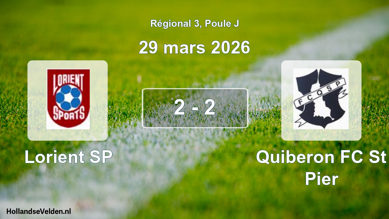Match joué: Lorient SP - Quiberon FC St Pier 2 - 2 (29 mars 2026)