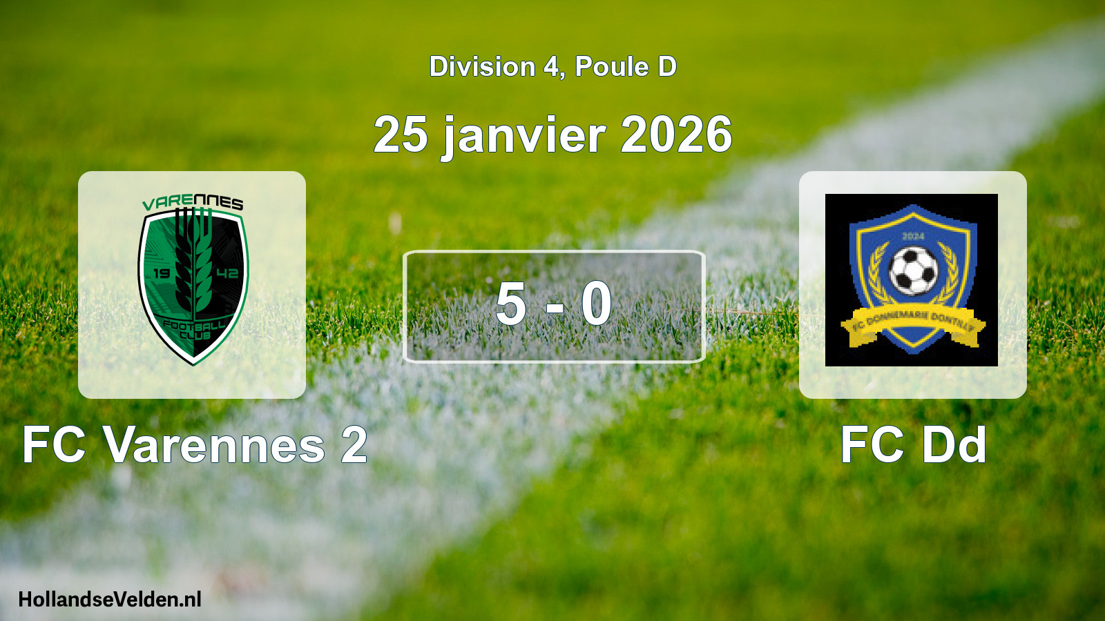 Match joué: FC Varennes 2 - FC Dd 5 - 0 (25 janvier 2026)