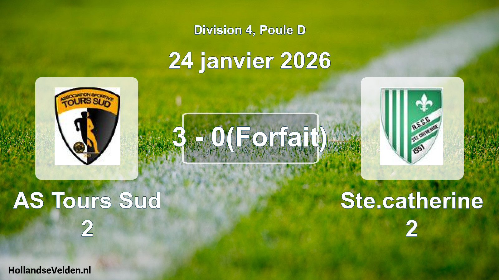 Match joué: AS Tours Sud 2 - Ste.catherine 2 3 - 0(Forfait) (24 janvier 2026)